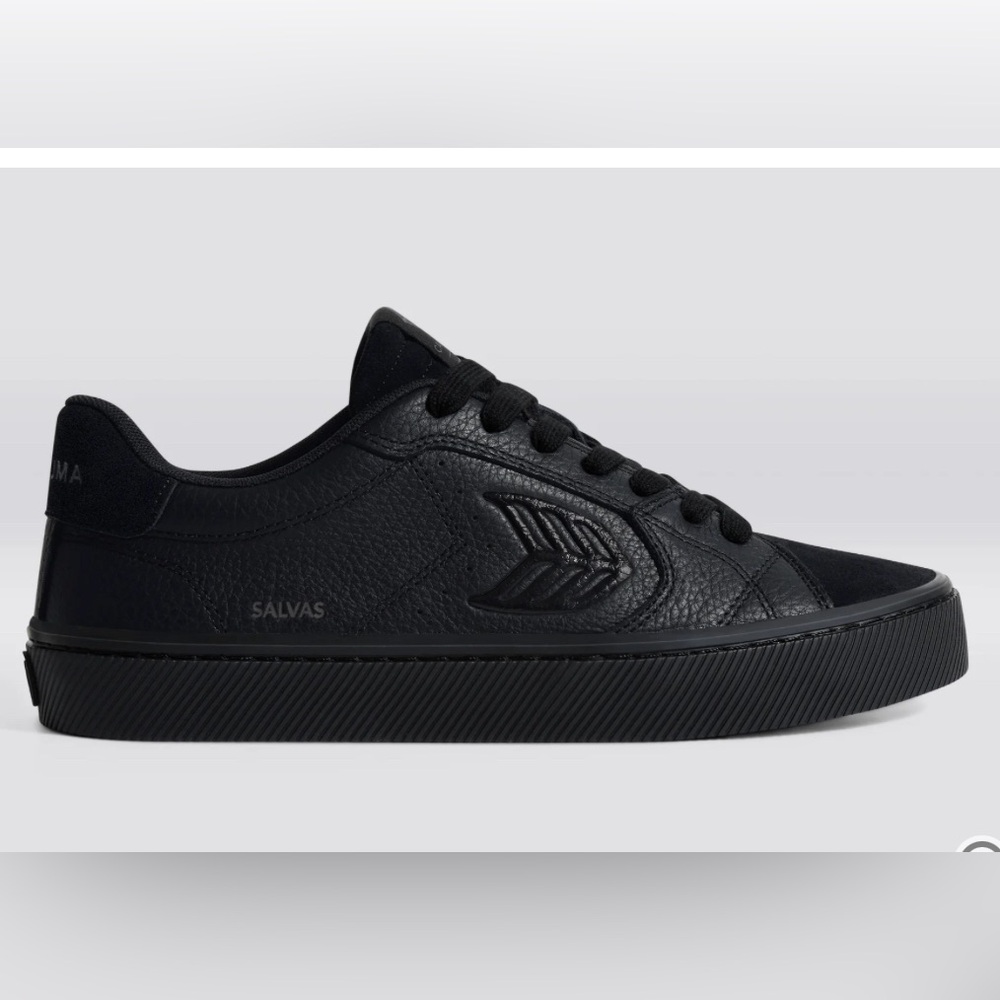 Cariuma Salvas Black Premium Leather & Suede/Black with Logo Womens 9.5/Mens 8